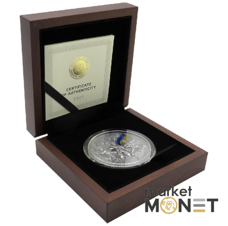 Срібна монета 10 седі 2023 Гана 999 2 oz "ФОРТЕЦЯ БАХМУТ" FORTRESS BAKHMUT