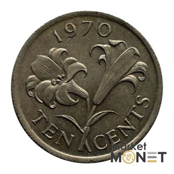 Монета 10 центів 1970 Бермудські Острови Королева Єлизавета II (4.18)