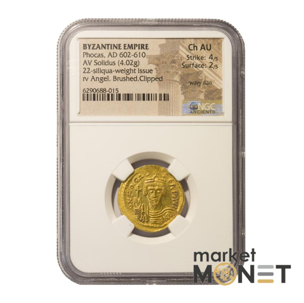 Золота монета 602 - 610 років Солід Фокі Константинополь в слабі Ch AU