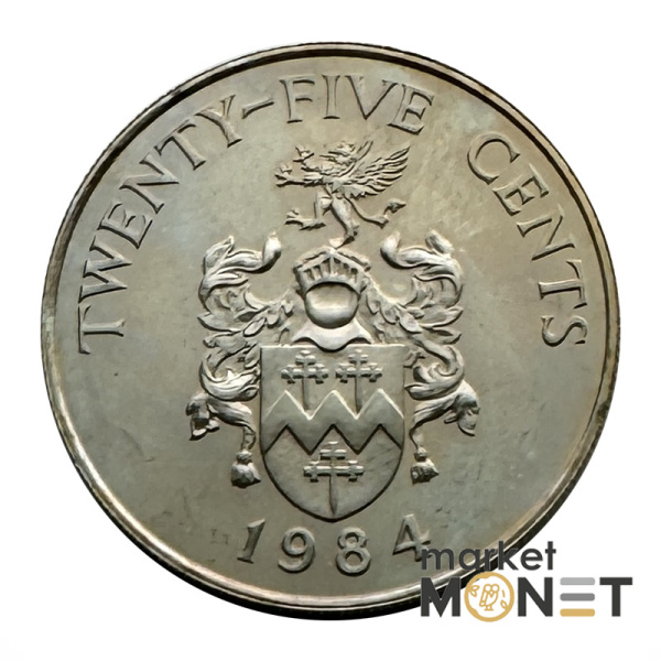 Монета 25 центів 1984 Бермудські Острови Королева Єлизавета II (4.22) Proof