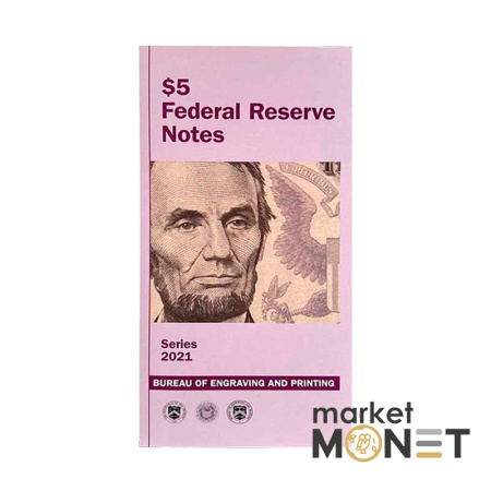 Нерозрізані банкноти 5 доларів 2021, 5 шт