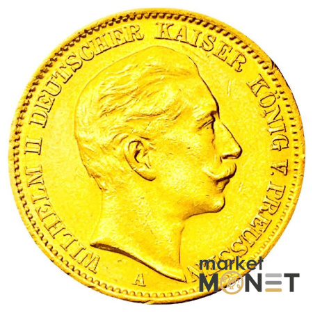 Золота монета 20 марок 1910 р. Німецька імперія А Берлін