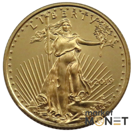 Золота монета 1/10 oz Американський Орел 5 доларів 2019 США