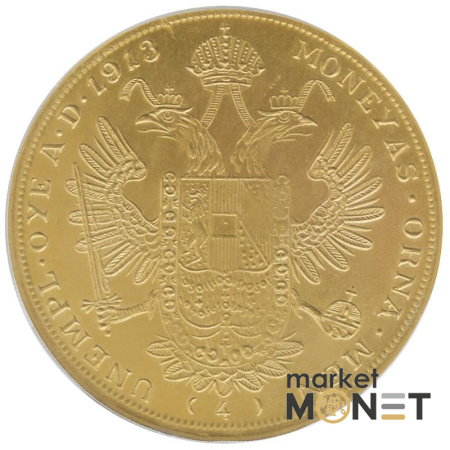 Золота монета 4 дукати (R) 1913 Єгипет в слабі MS 61