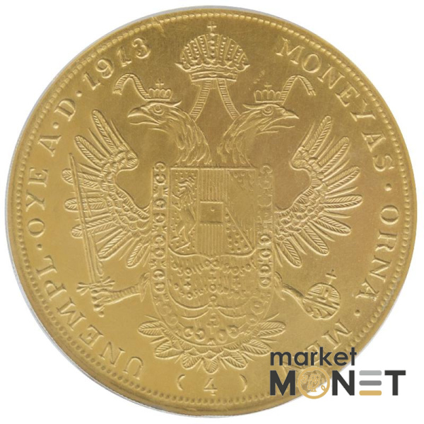 Золота монета 4 дукати (R) 1913 Єгипет в слабі MS 61