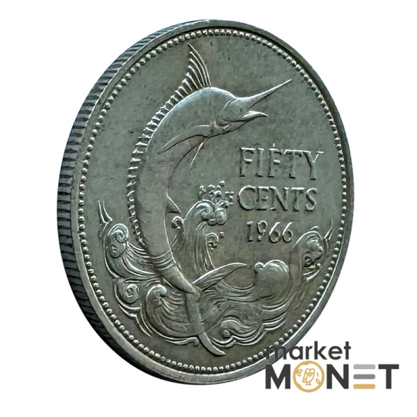 Монета 50 центів 1966 року Багамські острови Королева Єлизавета II 