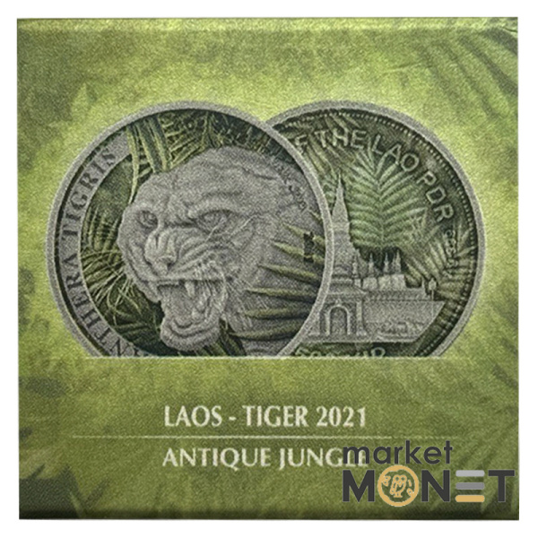 Срібна монета 500 кіпів 2021 рік Лаос 999 1oz  Лаоський тигр