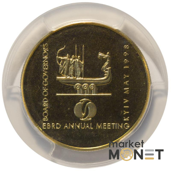 Монета 2 гривні 1998 Щорічні збори Ради Керуючих ЄБРР  НБУ в слабі MS 68