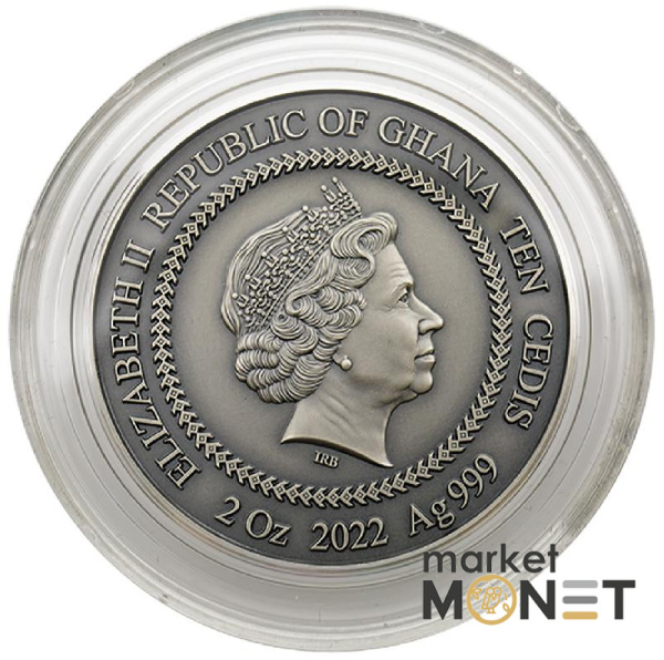 Срібна монета 10 Седі 2022 Гана 999 2 Oz "Давид и Голиаф" DAVID AND GOLIATH  