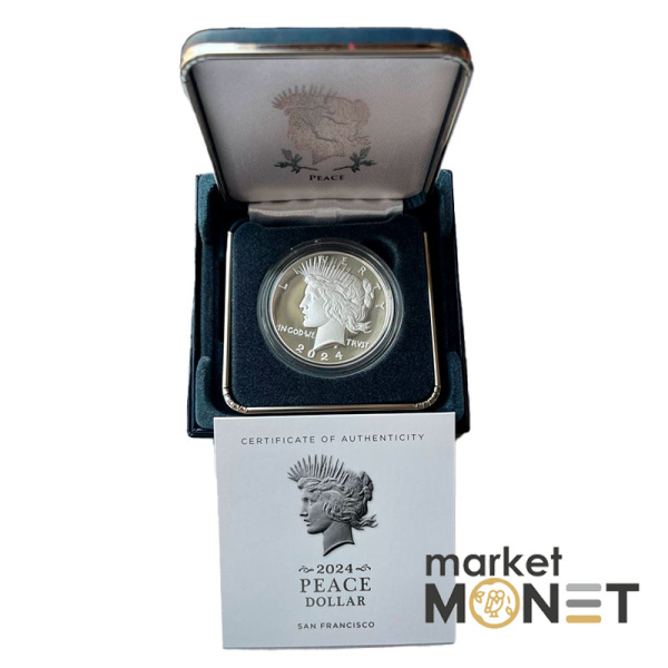 Срібна монета 1 долар 2024 рік, США. Peace Silver Dollar 2024