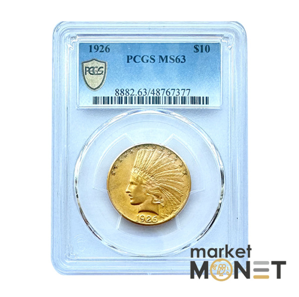 Золота монета 10 доларів 1926 США 900 16.72 г. Голова Індіанця у слабі MS 63