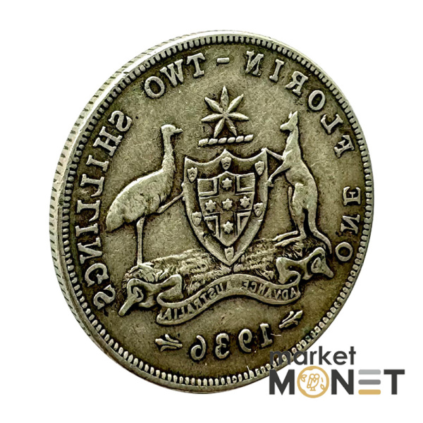 Срібна монета 1 флорін 1936 року Австралія 925 Король Георг V