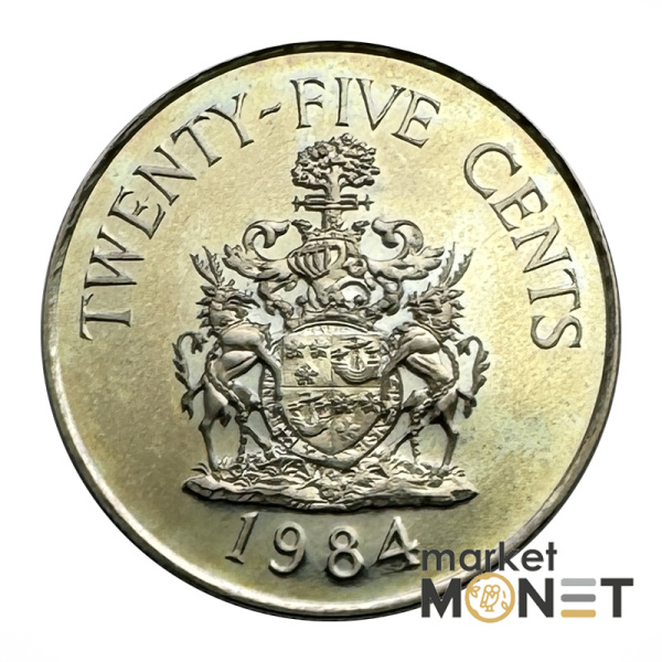 Монета 25 центів 1984 Бермудські Острови Королева Єлизавета II (4.15) Proof
