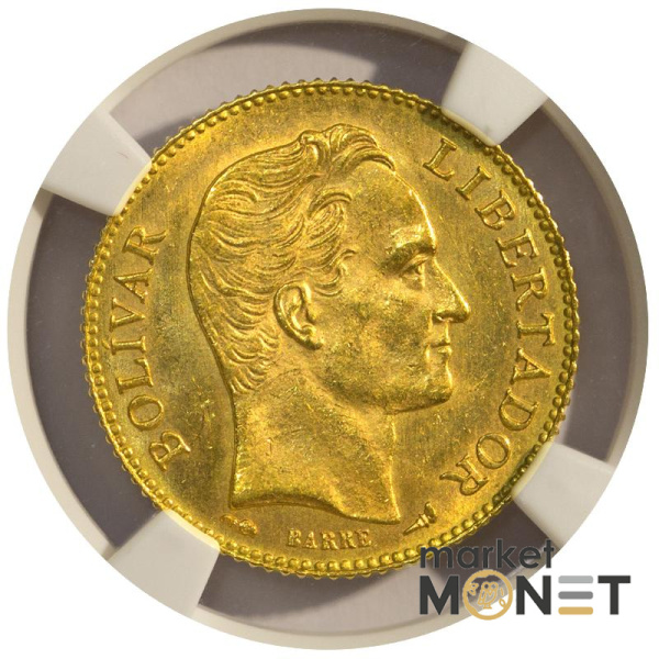 Золота монета 20 боліварів 1911 року Венесуела у слабкі MS 64