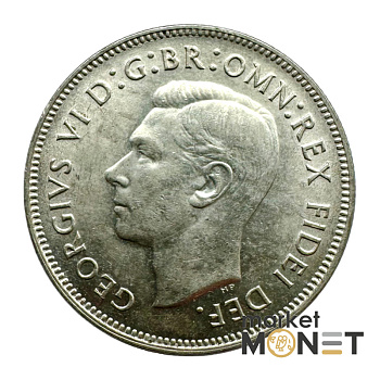 Срібна монета 1 флорін 1901 - 1951 року Австралія 500 Король Георг VI №1
