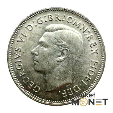 Срібна монета 1 флорін 1901 - 1951 року Австралія 500 Король Георг VI №1