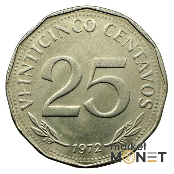 Монета 25 сентаво 1972 рік Болівія 3,5 г. (1)
