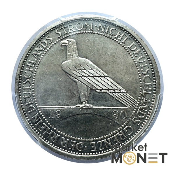 Срібна монета 3 марки 1930-Е RAR Німеччина 500 в слабі MS 64