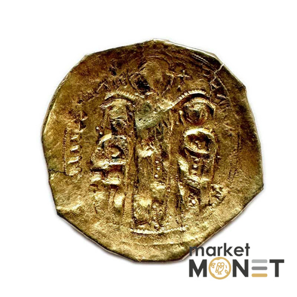Золота Візантійська монета Андроник II і Михайло IX, 1295 -1320 рр. н.е. Золото Гіперпірон (2,97 г) Константинополя. Діва Марія в стінах / Христос між імператорами