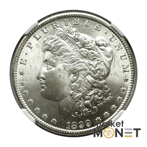 Срібна монета 1 долар 1899 р. США 900 долар Моргана монетний двіру "О" - Новий Орлеан (Луїзіана), в слабі MS 64