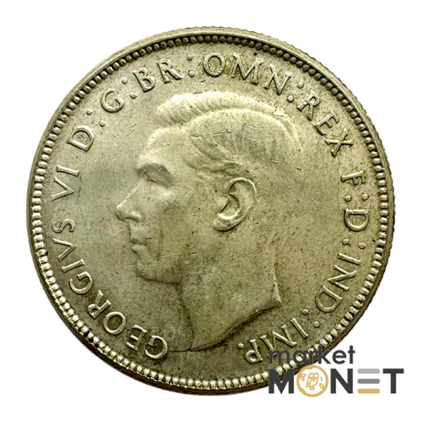 Срібна монета 1 флорін 1946 року Австралія 500 Король Георг VI 