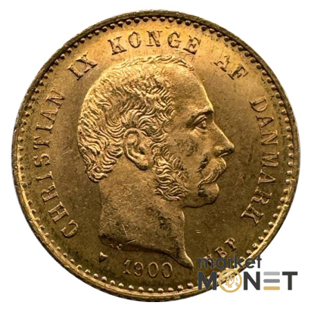 Золота монета 10 крон 1900 р. Данія 900 4,48 г.