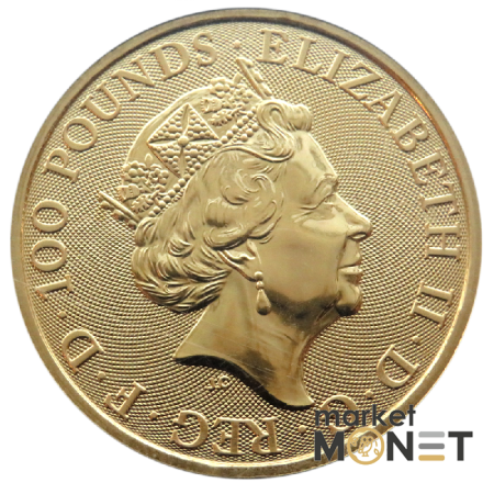 Золота монета 100 фунтів 2019 Великобританія 9999 1 Oz Сокіл Плантагенетів (Звірі королеви)