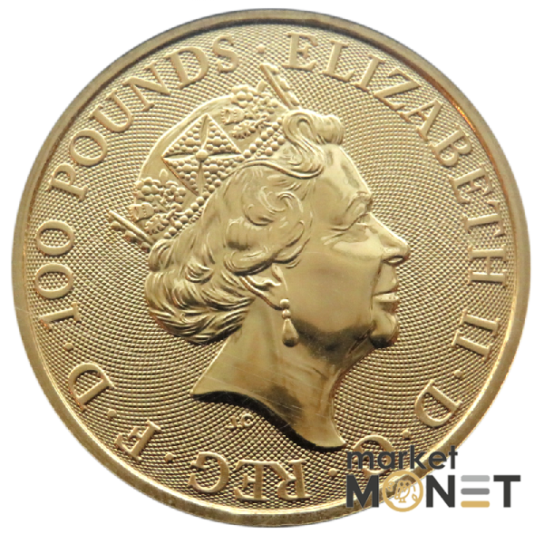 Золота монета 100 фунтів 2019 Великобританія 9999 1 Oz Сокіл Плантагенетів (Звірі королеви)