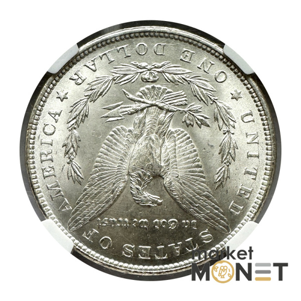 Срібна монета 1 долар 1896 США 900 долар Моргана, монетний двір - Філадельфія,в слабі MS 64