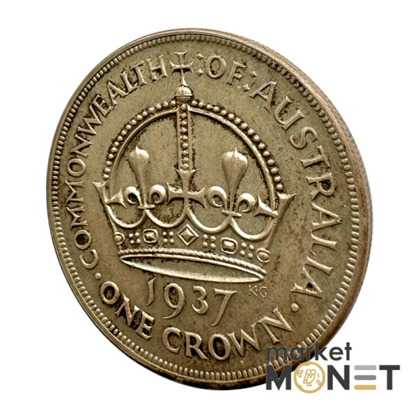 Срібна монета 1 крона 1937 рік Австралія 925 №3