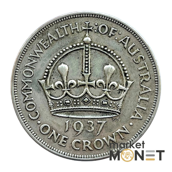 Срібна монета 1 крона 1937 рік Австралія 925 №1
