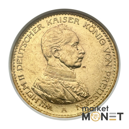Золота монета 20 марок 1913 - А Пруссія у слабі MS62