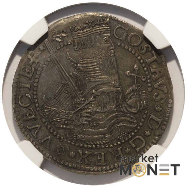 Срібна монета 1 марка 1560 Швеція в слабі AU 55