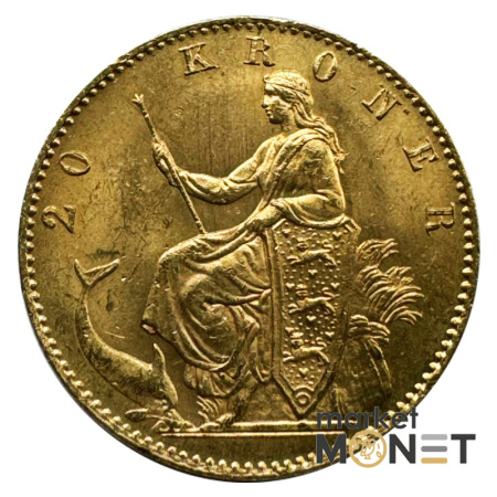 Золота монета 20 крон 1900 р. Данія 900 8.96 г.
