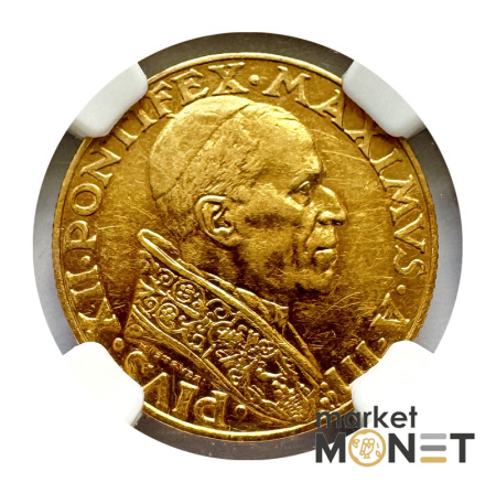 Золота монета 100 лір 1941 Ватикан 900 5.19 г. у слабі АU 53