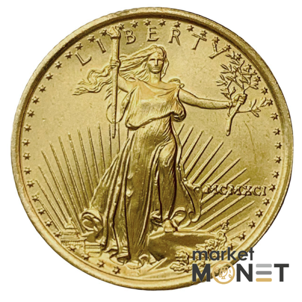 Золота монета 1/4oz Американський Орел 10 доларів 1991 США