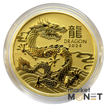 Золота монета 100 доларів 2024 Австралія 999 1oz  Лунар ІІІ - Рік Дракона