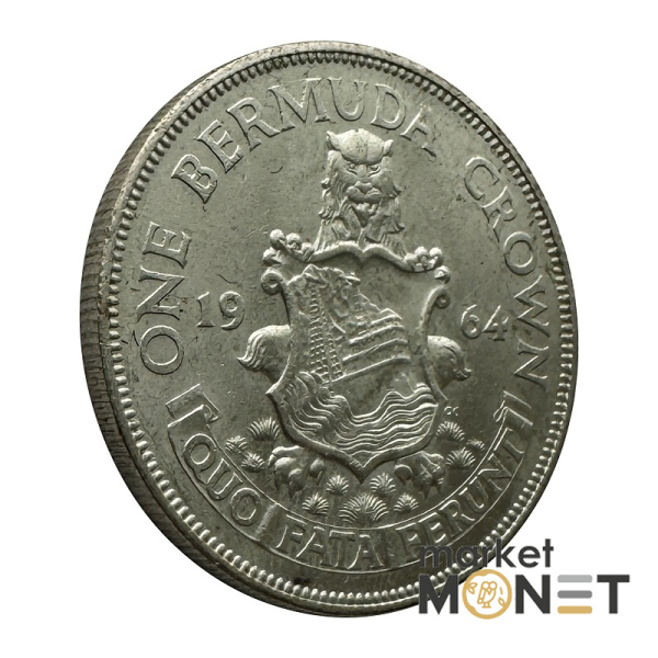 Срібна монета 1 крона 1964 Бермудські Острови 500 Королева Єлизавета II (№3)