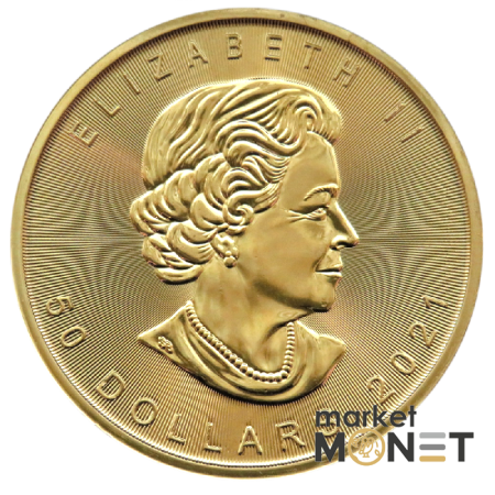 Золота монета 50 доларів Кленовий лист 2021 Канада