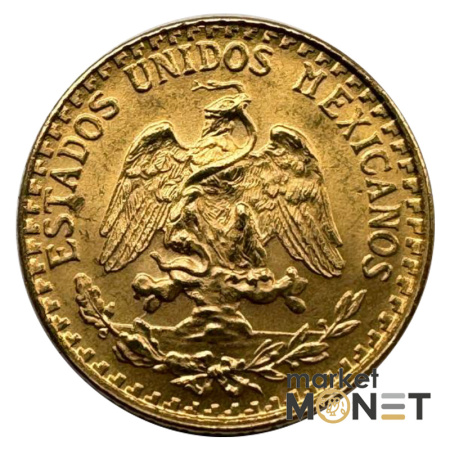 Золота монета 2 песо 1945 р. Мексика 900 1,67 г.