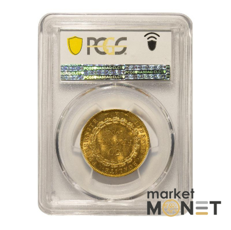 Золота монета 50 франків 1904 А Франція в слабі MS 63