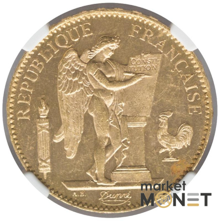 Золота монета 100 франків 1903 A  Франція в слабі MS 60