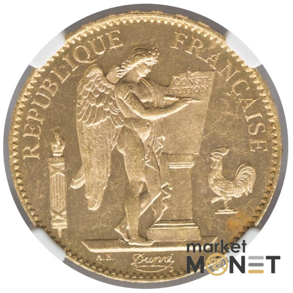 Золота монета 100 франків 1903 A  Франція в слабі MS 60