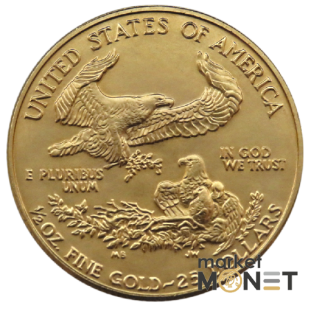 Золота монета 1/2 oz Американський Орел 25 доларів 1986 США