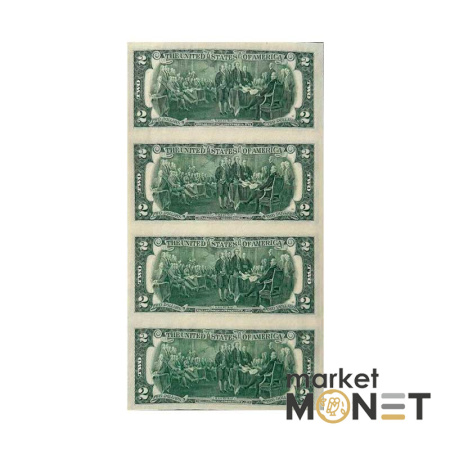 Нерозрізані банкноти 2 долари 2013, 4 шт