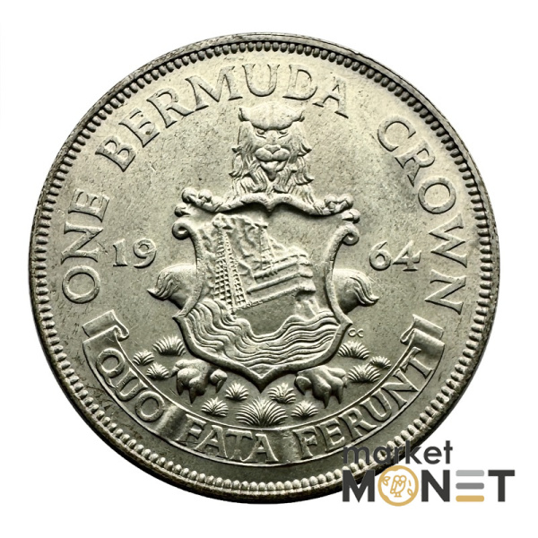 Срібна монета 1 крона 1964 Бермудські Острови 500 Королева Єлизавета II (№1)