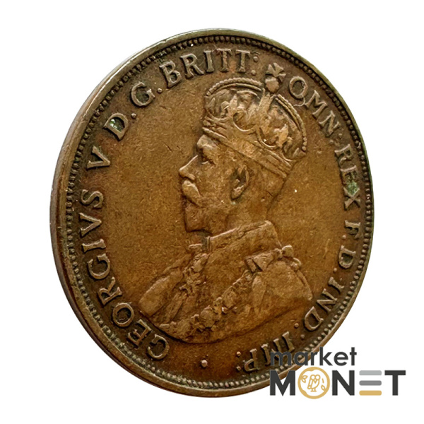 Бронзова монета 1 пенні 1921 рік Австралія Король Георг V