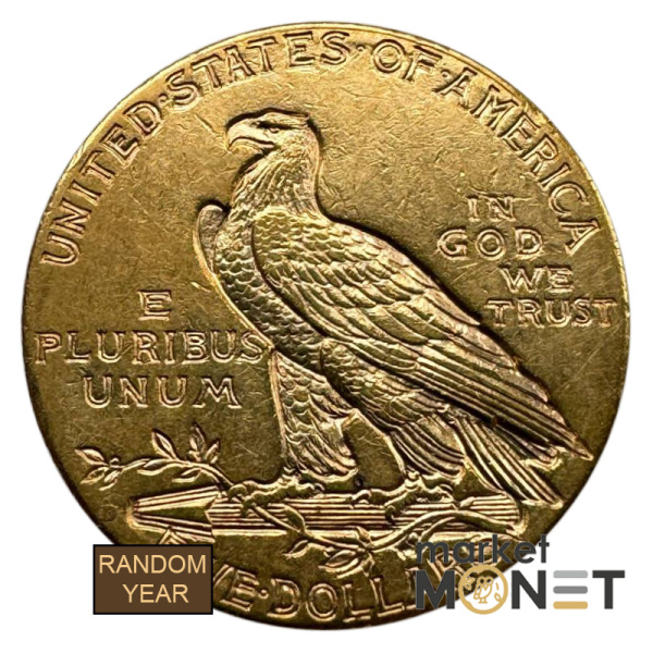 Золота монета 5 доларів США 900 8,35 г. Голова Індіанця