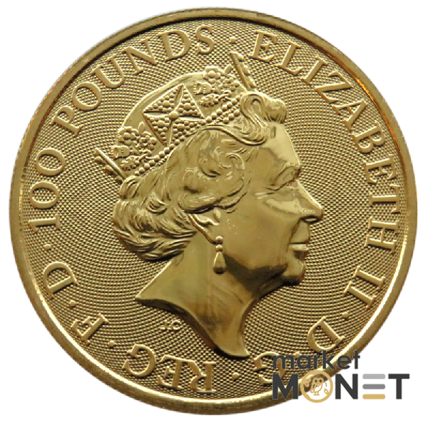 Золота монета 100 фунтів 2021 Великобританія 9999 1 Oz Звірі королеви