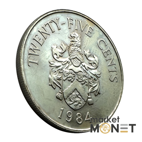 Монета 25 центів 1984 Бермудські Острови Королева Єлизавета II (4,11) Proof